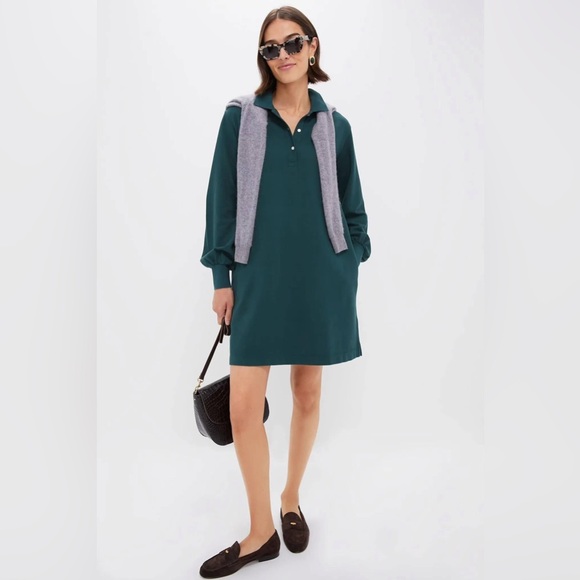 Tuckernuck Dresses & Skirts - NWT Tuckernuck June Bug Long sleeve Polo Dress Dark Green